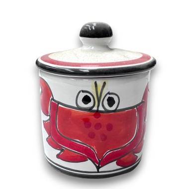 Handmade sicilian ceramic container with lid Folk cancer crab de simone pottery Handmade sicilian ceramic container with lid Folk cancer crab de simone pottery